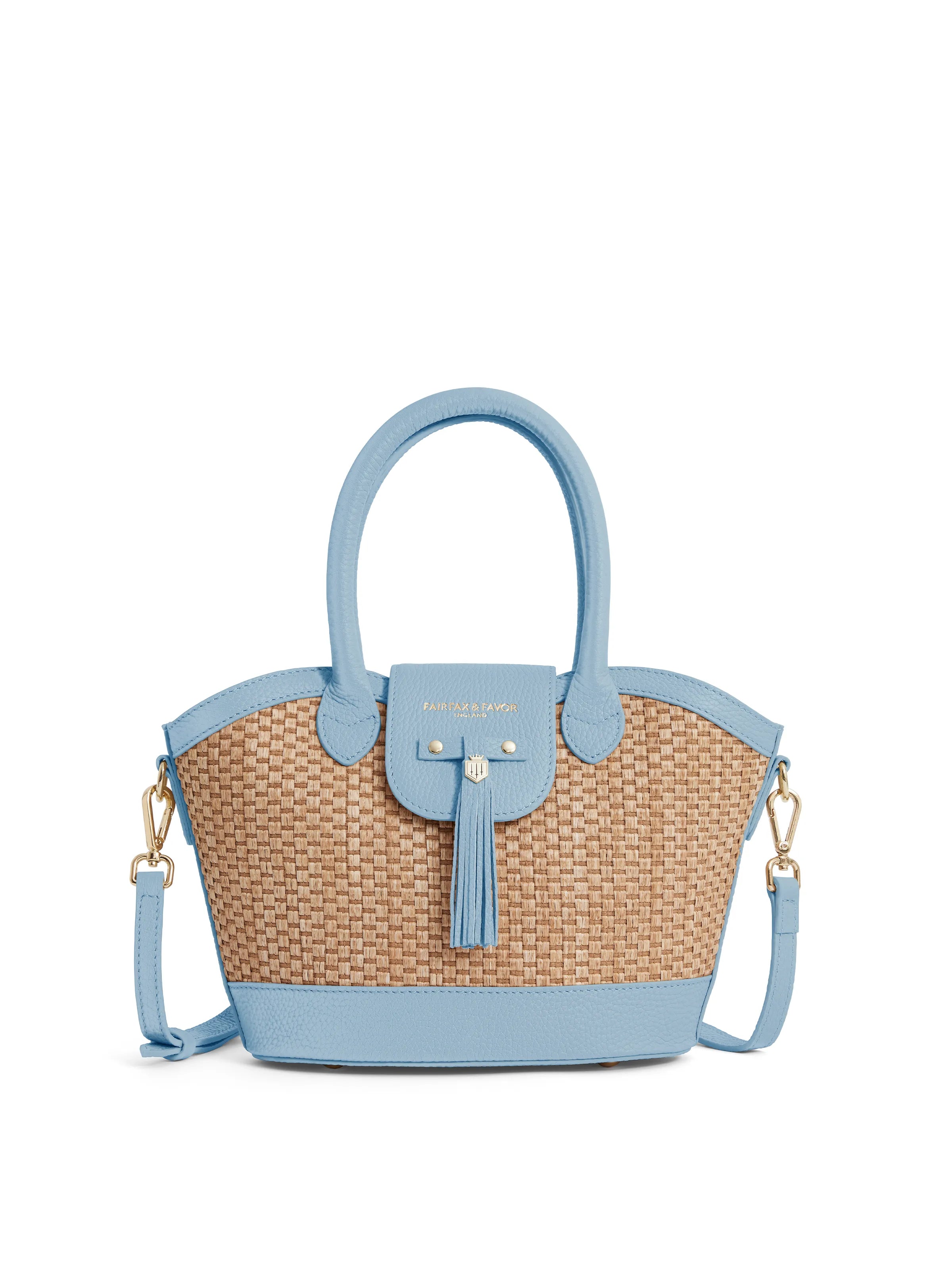 LADY スモールバッグ Mini Windsor Basket - Women's Bag - Sky Blue Leather | Fairfax & Favor