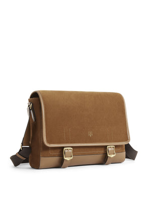 The Hampstead - Unisex Messenger Bag - Tan Suede & Leather
