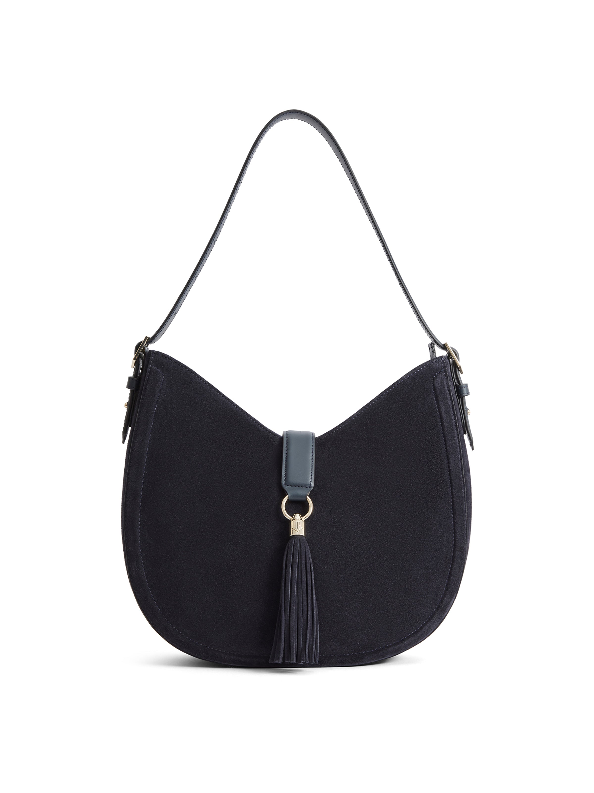 Women's Faux Leather Hobo Bag - Shoulder Purse With Long Strap, Fits Tablet Up To 12.9 Inches (Navy Blue)