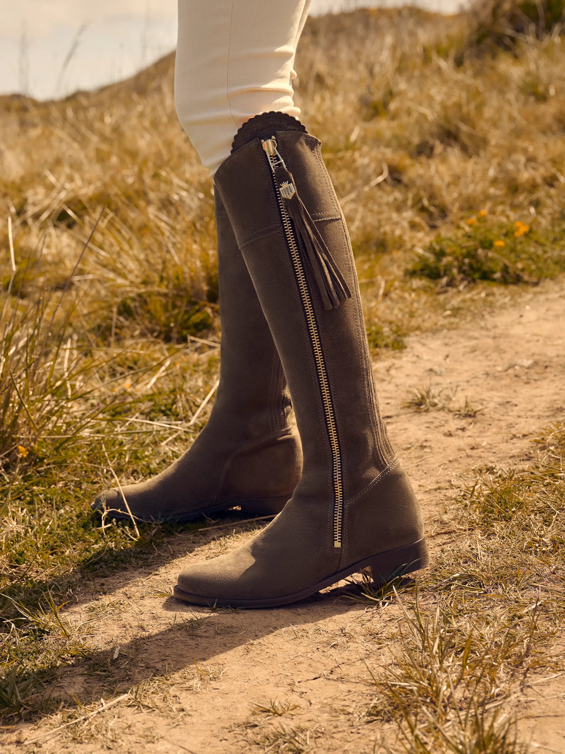 Regina - Women's Tall Boots - Fog Regular | Fairfax & Favor