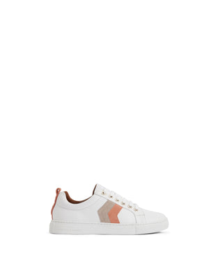 Women&#039;s Alexandra Trainer White Leather with Melon/Stone