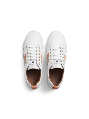 Women&#039;s Alexandra Trainer White Leather with Melon/Stone