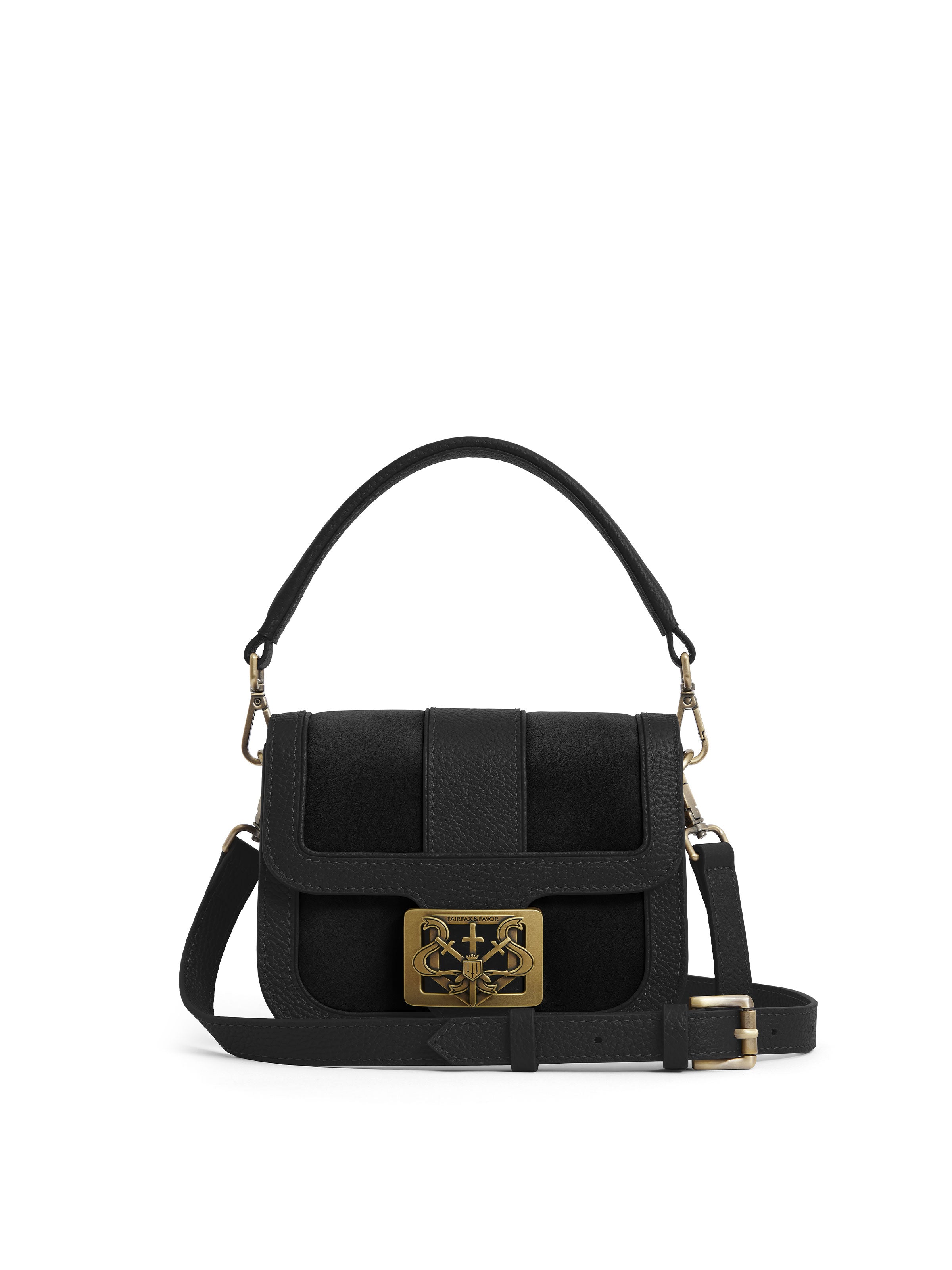 The Clarence - Women's Bag - Black Suede | Fairfax & Favor