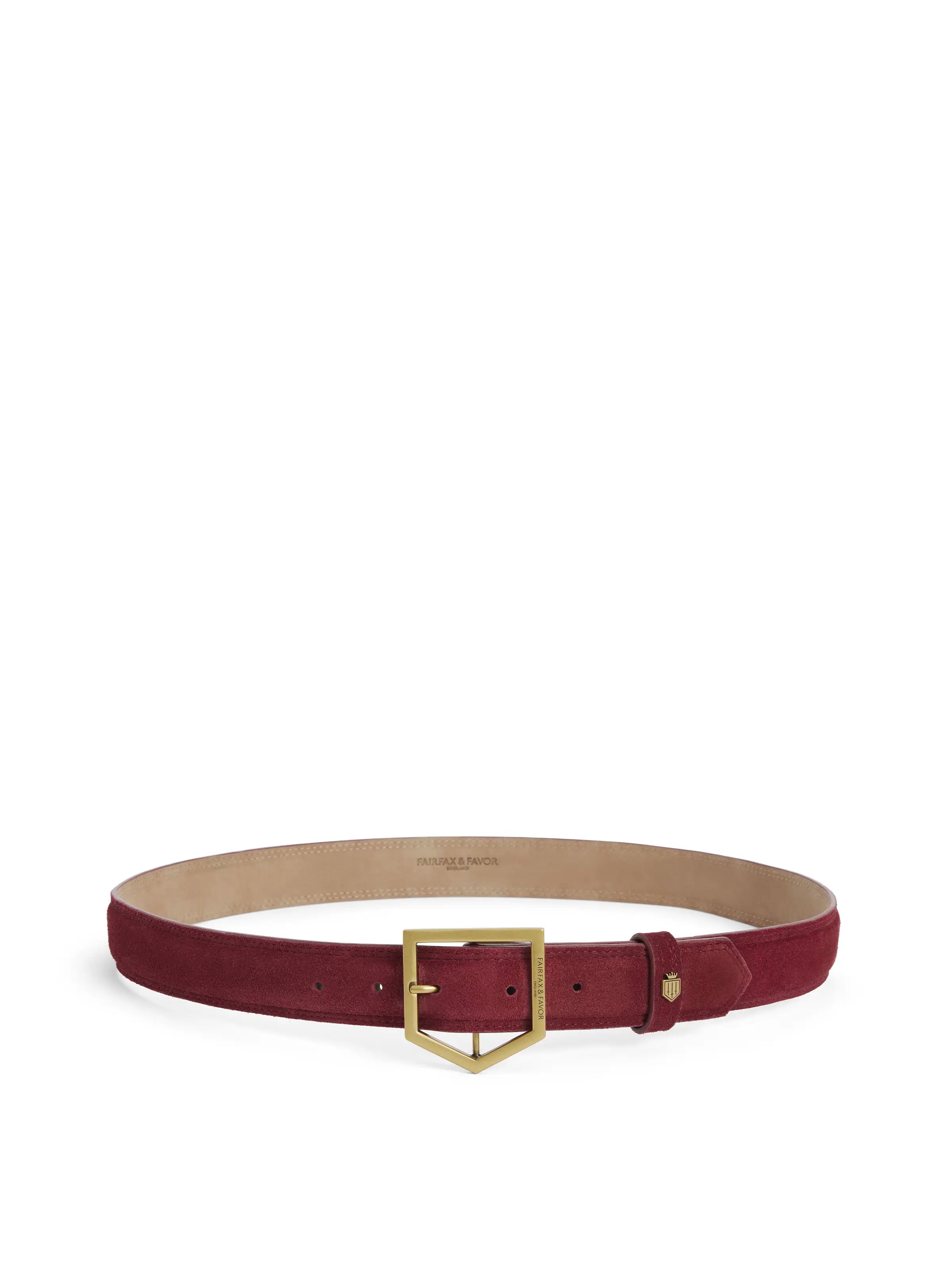 Fairfax & Favor Felbrigg belt in cherry suede Fairfax & Favor Belts – The Auld Forge - Country Clothing main image 4