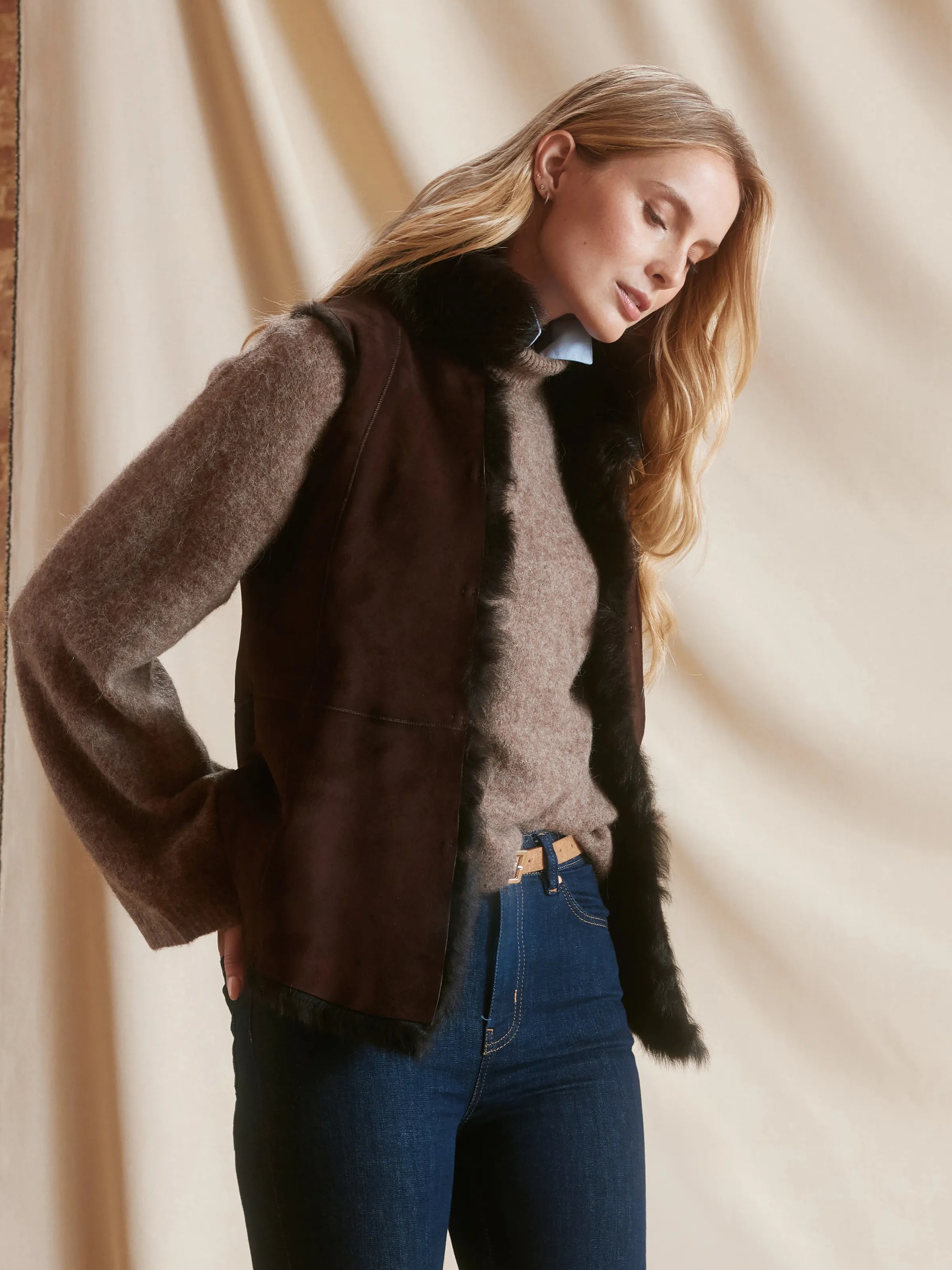 Beth - Women's Gilet - Chocolate Toscana | Fairfax & Favor