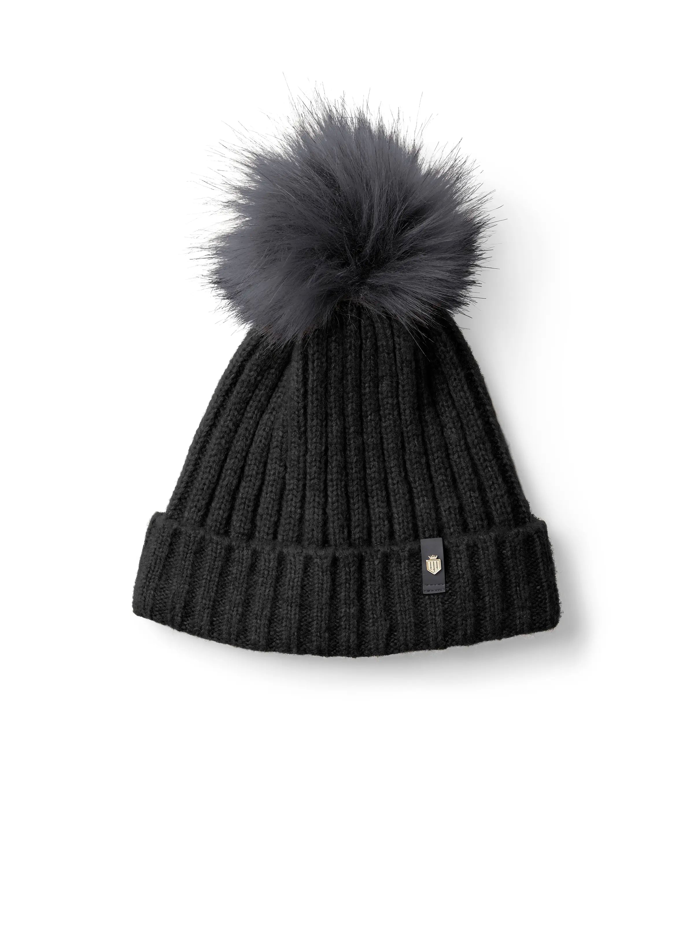 Black wooly bobble hat sales