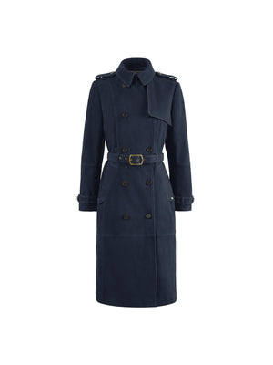 The Frances - Women's Trench Coat - Navy Suede
