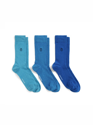 Signature Mens Ribbed Socks Gift Set - Blue