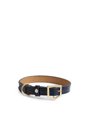 The Fitzroy - Navy Croc Leather Dog Collar