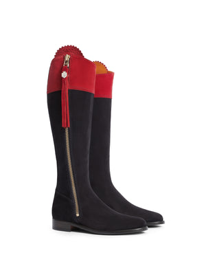 The Regina - Women's Tall Boot - Red & Navy, Sporting Calf