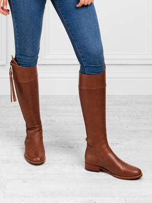 The Regina - Women's Tall Boot - Tan Leather, Regular Calf