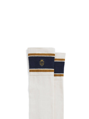 Signature Women's Knee High Socks - Cream, Navy & Gold