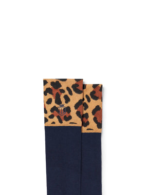 Signature Women's Knee High Socks - Navy & Leopard