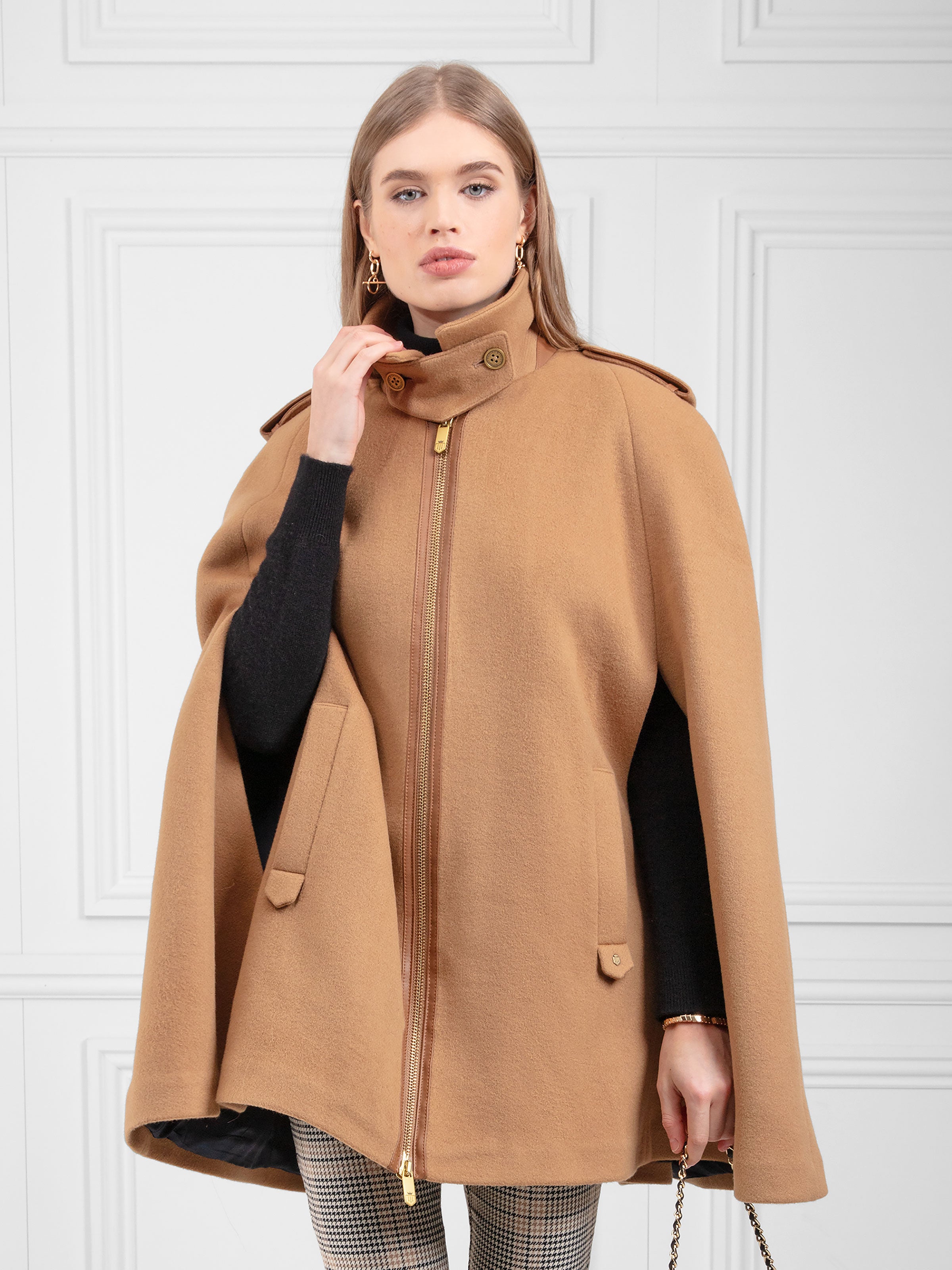 Ada - Women's Cape - Biscuit Wool Mix | Fairfax & Favor