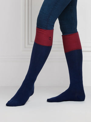 Signature Women's Knee High Socks - Navy & Burgundy
