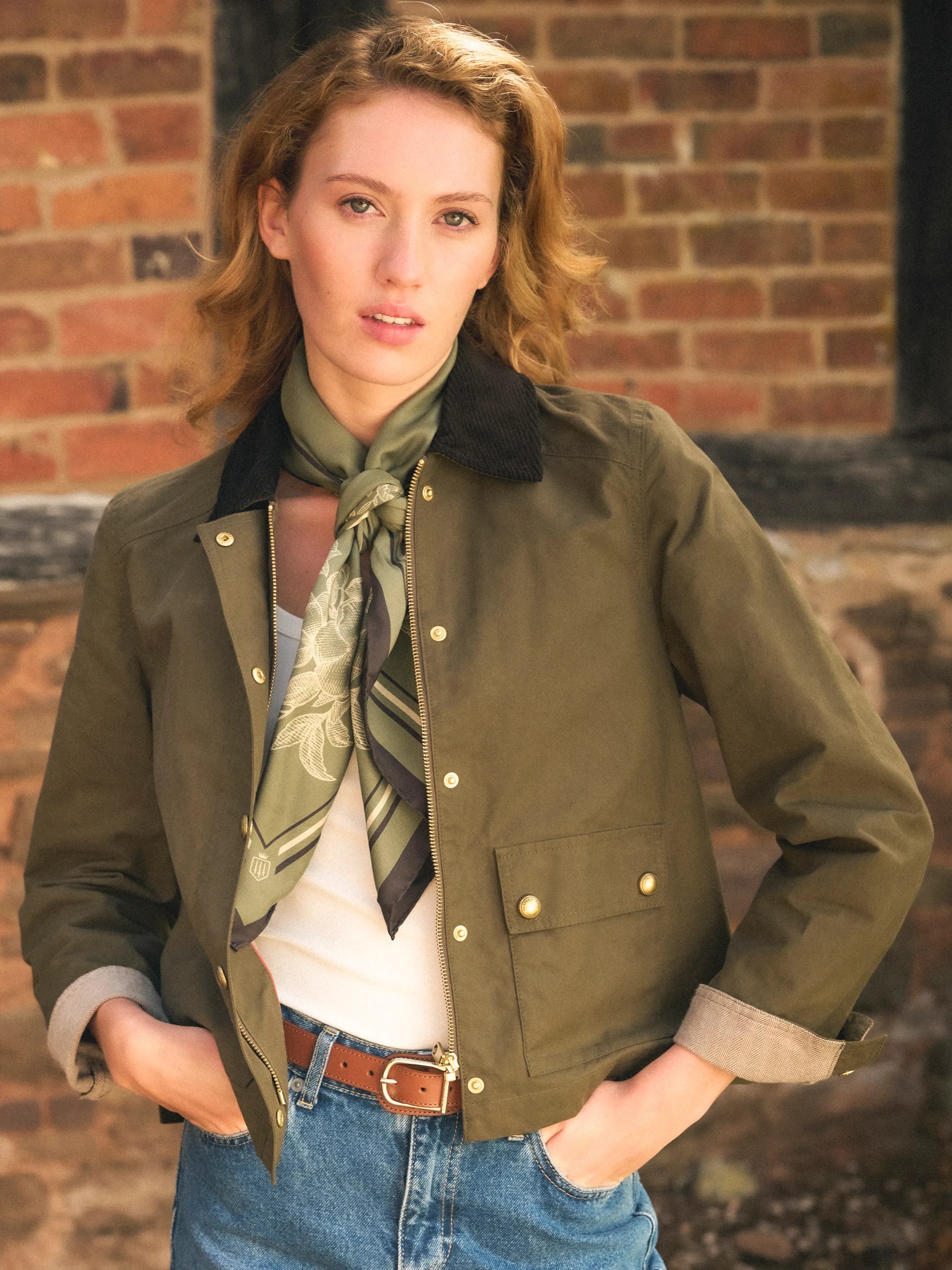 Tabitha - Women's Short Wax Jacket - Khaki | Fairfax & Favor