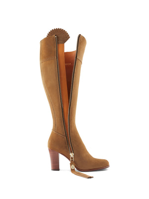 The High Heeled Regina (Tan) Sporting Fit - Suede Boot