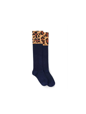 The Signature Women&#039;s Knee High Socks - Navy &amp; Leopard