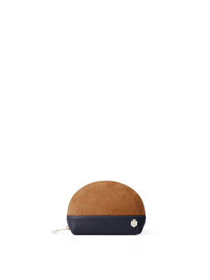 The Chiltern - Women's Coin Purse - Tan & Navy Suede