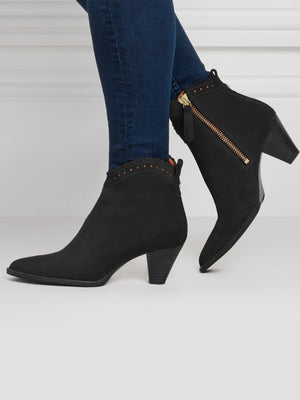 The Regina Ankle - Women's Ankle Boot - Black Suede