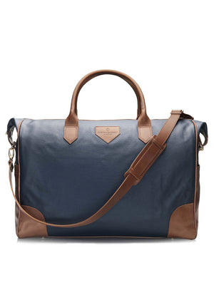 The Cadogan - Unisex Travel Bag - Tan & Navy Leather