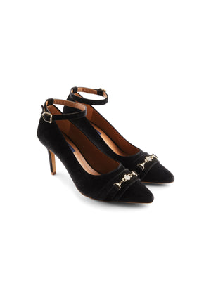 The Epsom - Women's Court Shoe - Black Velvet
