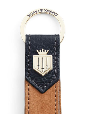 Key Ring - Key Ring - Tan & Navy Leather & Suede
