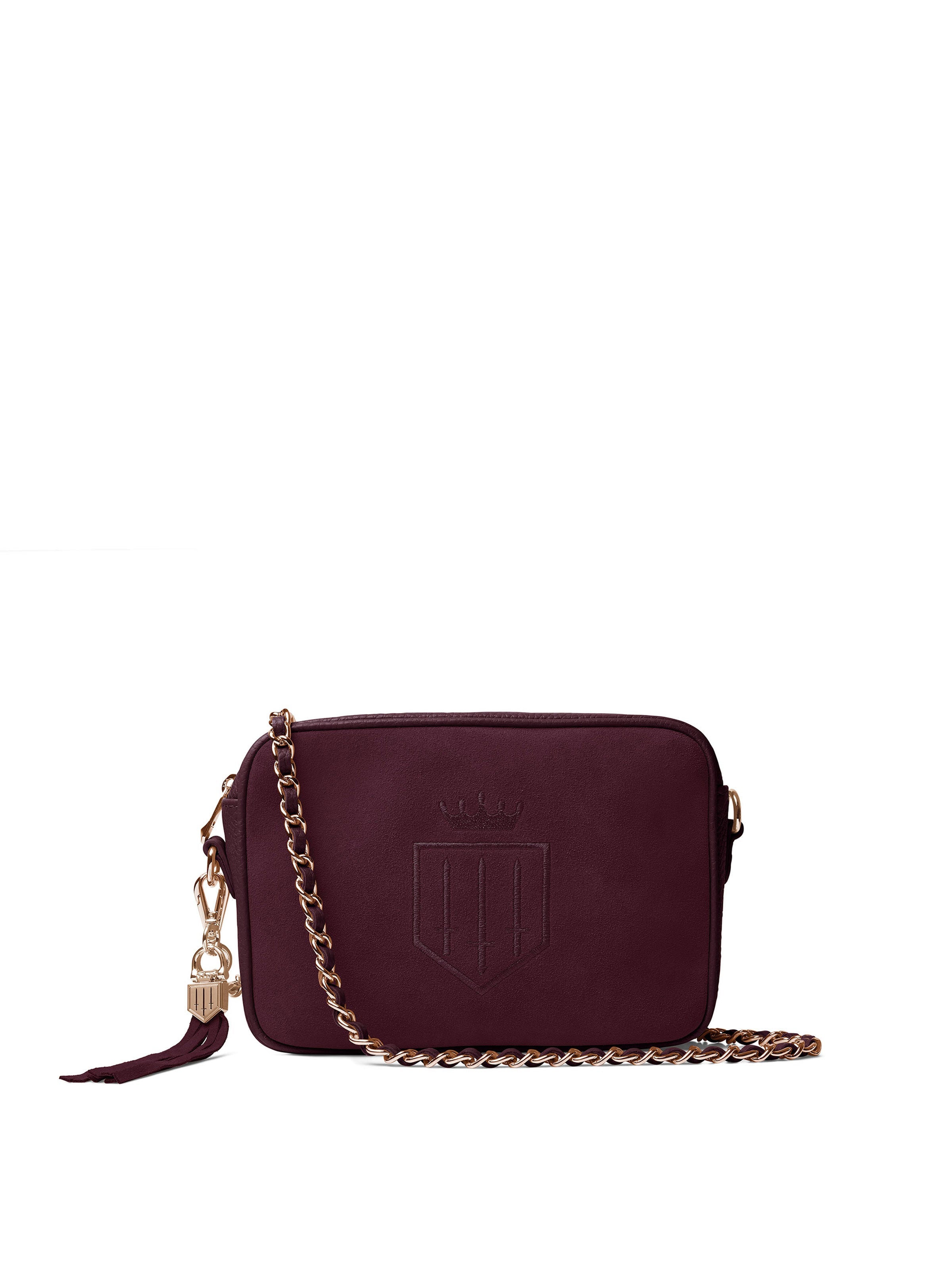 The Finsbury - Women's Crossbody Bag - Plum Suede | Fairfax & Favor