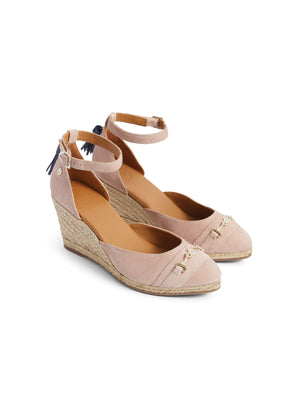 The Florence - Women's Espadrille Wedge - Blush Suede