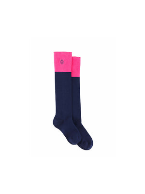 The Signature Ladies Knee High Socks - Navy & Hot Pink
