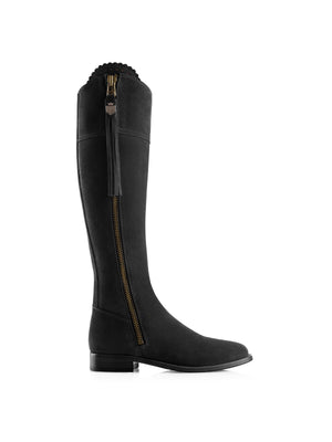 The Regina - Women's Tall Boot - Black Suede, Regular Calf