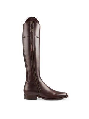 The Regina - Women's Tall Boot - Mahogany Leather, Narrow Calf