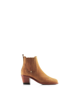 The Rockingham - Women's Heeled Ankle Boot - Tan Suede