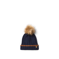 Cable Knit Bobble Hat - Navy - Soft Accessories