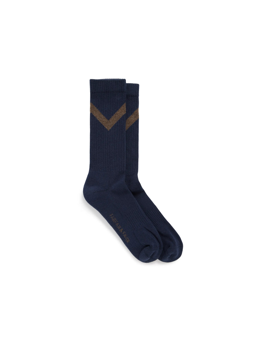 Men's Chevron Sock - Mens Crew Chevron Sock - Navy