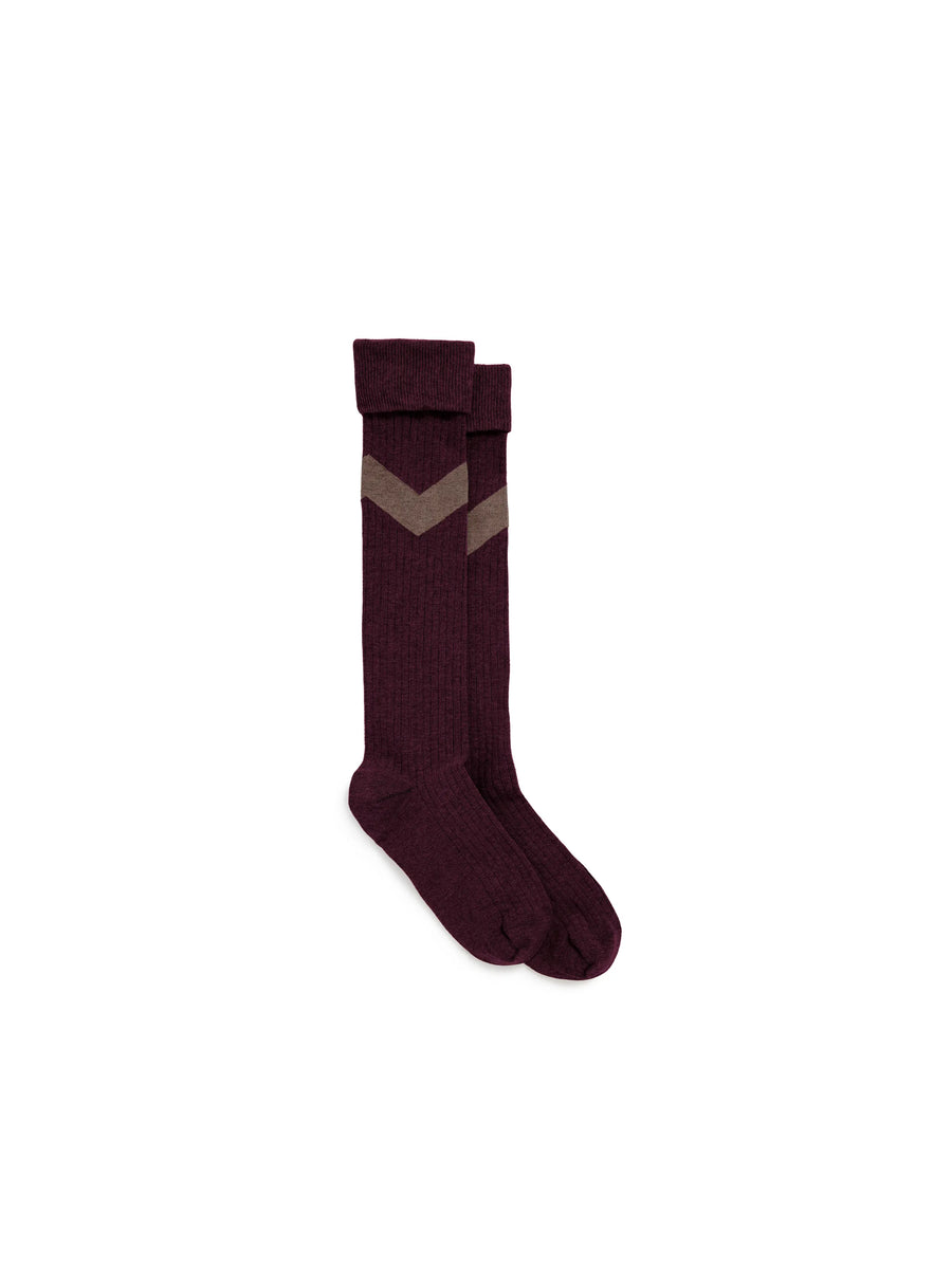 Signature Chevron Sock - Women's Knee High Chevron Sock - Port