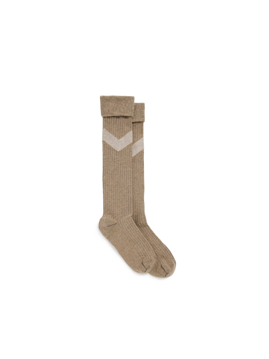 Signature Chevron Sock - Women's Knee High Chevron Sock - Sand