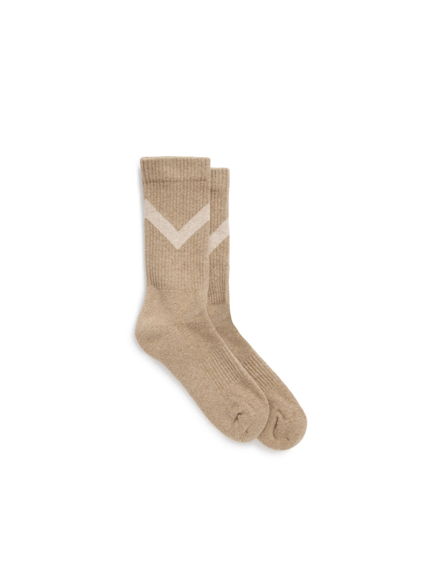 Women's Chevron Sock - Women's Crew Chevron Sock - Taupe
