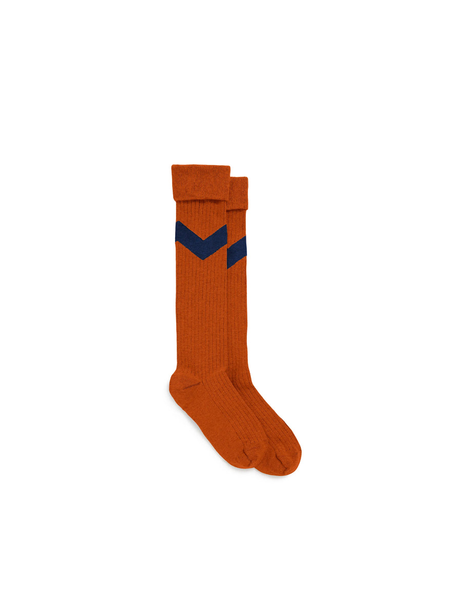 Signature Chevron Sock - Women's Knee High Chevron Sock - Burnt Orange