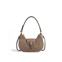 Windsor Shoulder Bag - Deep Taupe Suede - Bags
