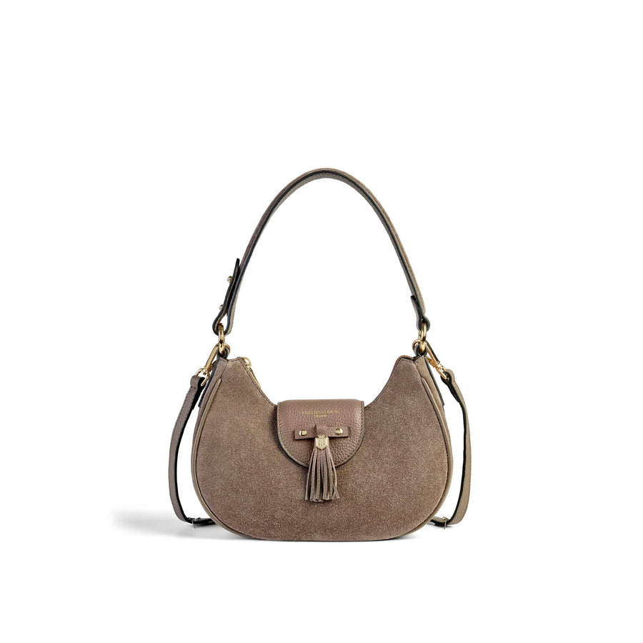 Windsor - Women's Shoulder Bag - Deep Taupe Suede