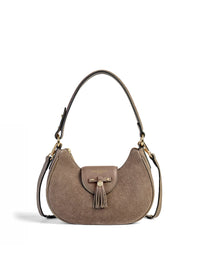Windsor Shoulder Bag - Deep Taupe Suede