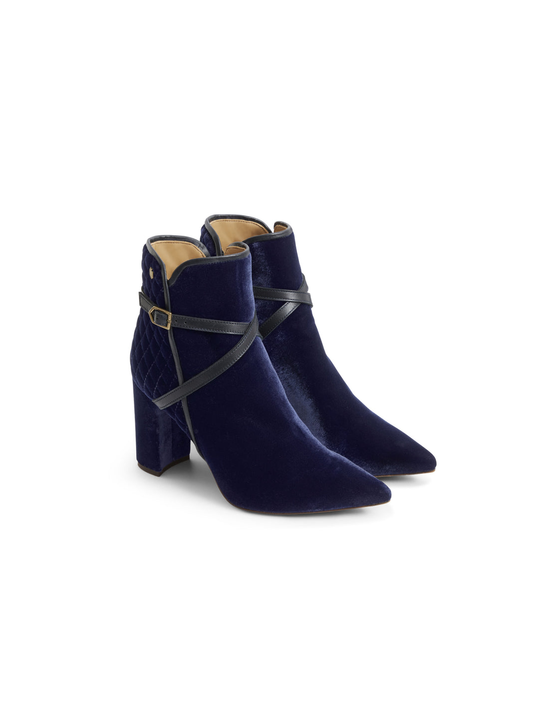 Chiswick - Quilted Navy Velvet - Ankle Boots