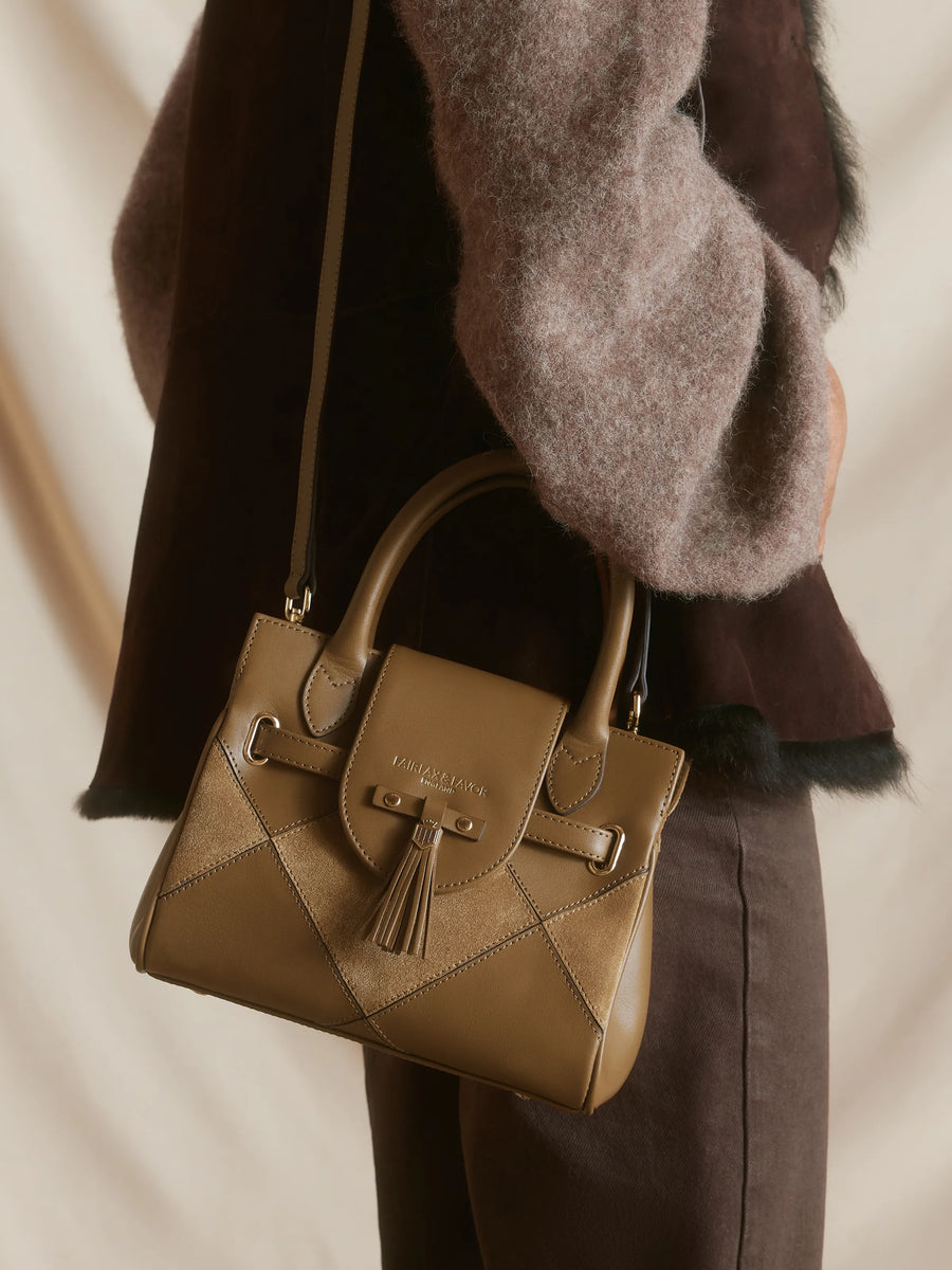 The Windsor - Women's Mini Handbag - Harlequin Tan Suede