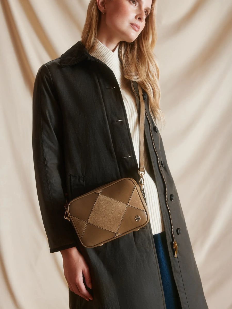 The Finsbury - Women's Crossbody Bag - Harlequin Tan Suede