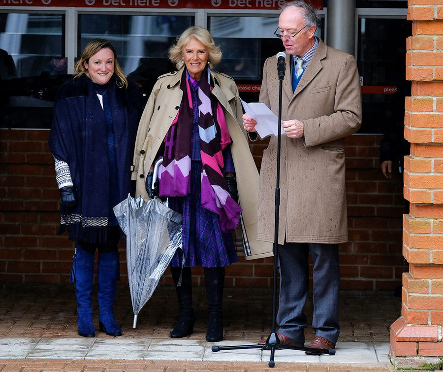 April 2017: The Newmarket Racecourse team in Fairfax & Favor boots. Welcoming the Duchess of Cornwall, to unveil a statue of King Charles II.