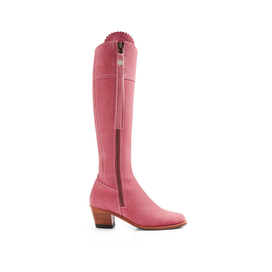 The Breast Cancer Now Heeled Regina (Pink) Narrow Fit - Suede Boot - Tall Boots