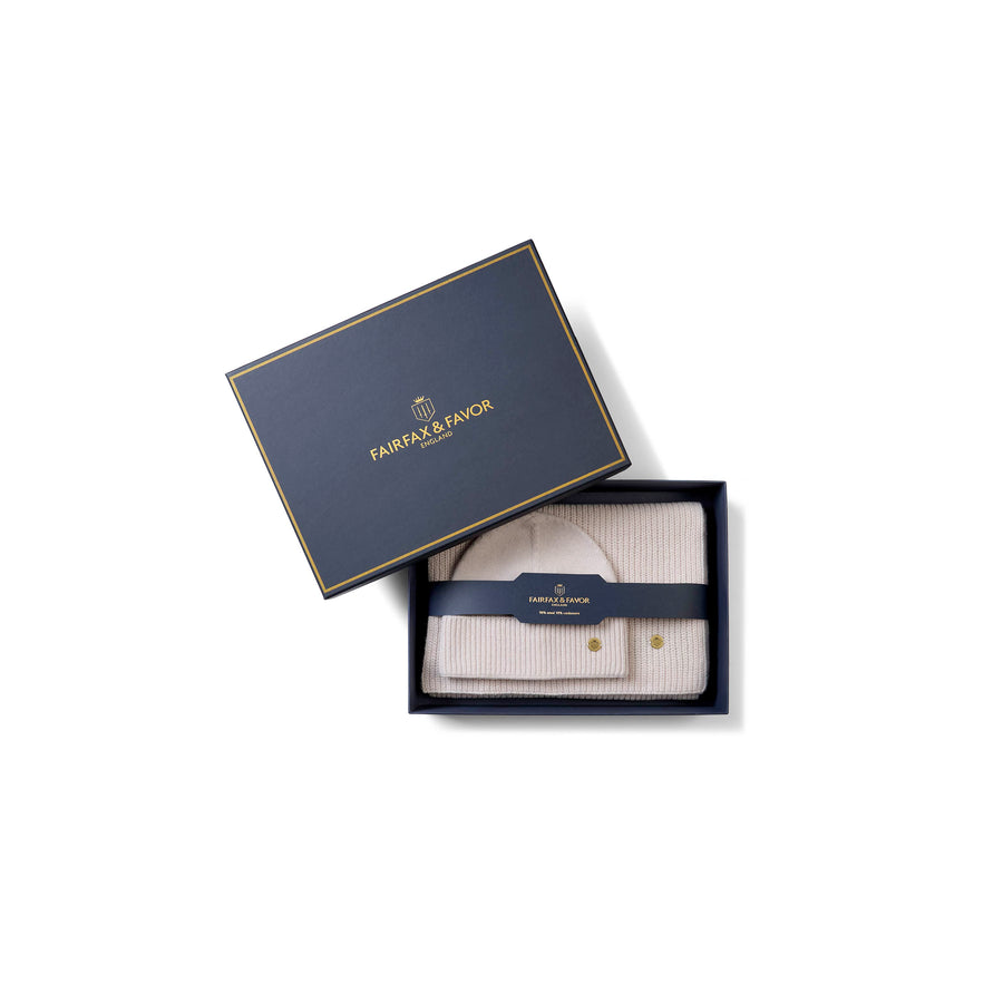Signature Scarf and Hat Gift Set - Signature Hat and Scarf Gift Set - Ecru