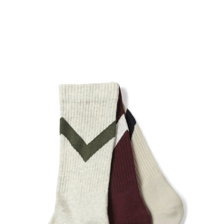 Women's Chevron Sock Set - Women's Chevron Set of Three Socks - Grey/Port/Neutral