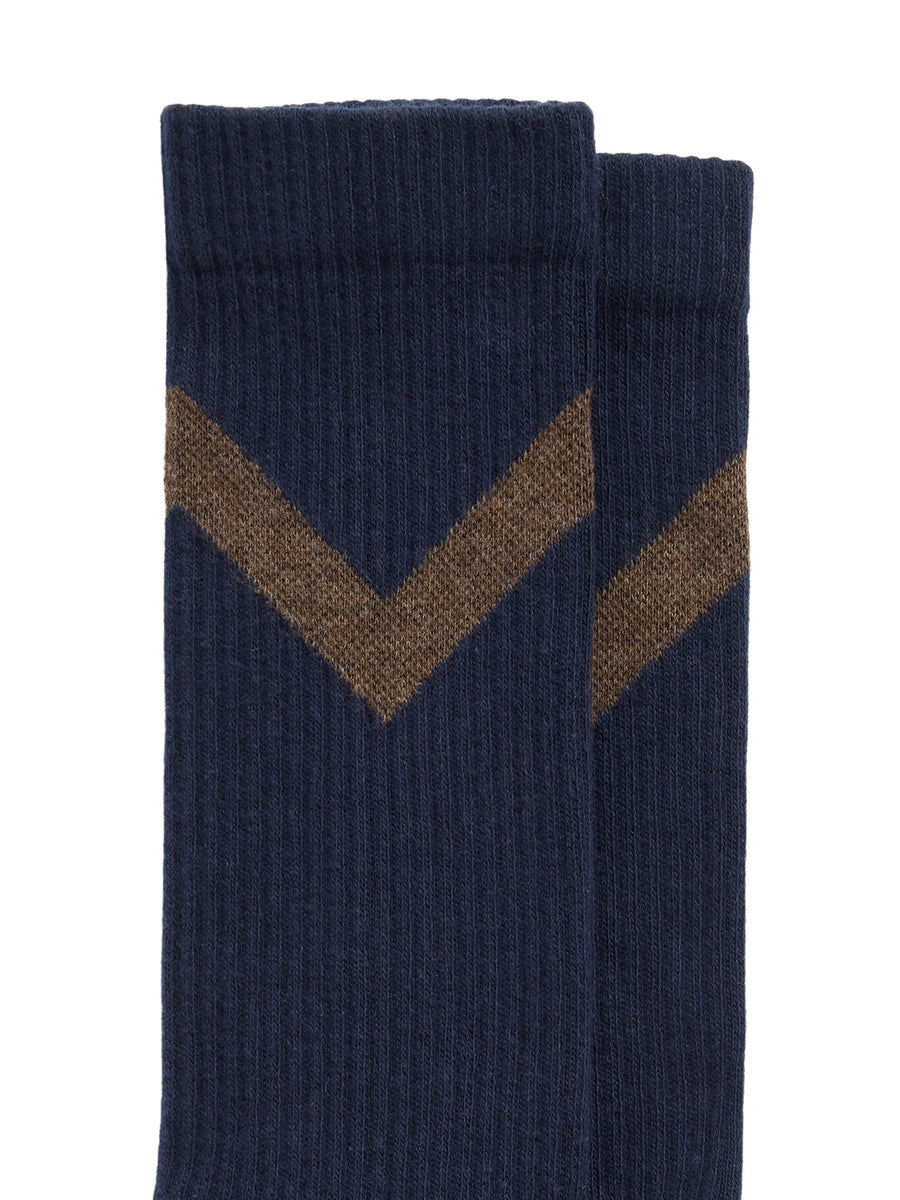 Men's Chevron Sock - Mens Crew Chevron Sock - Navy